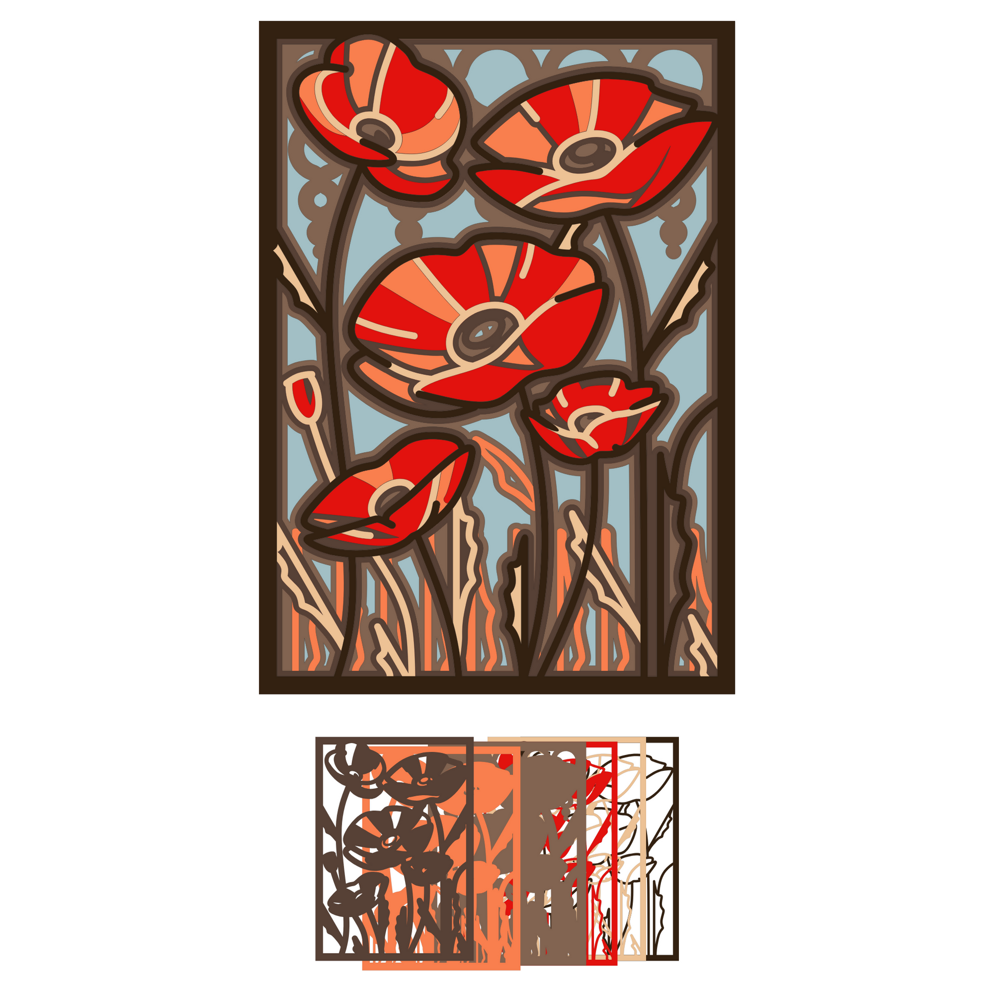 Flowers - Layered Line Designs - Nature - Digital File Digital My Custom Designs