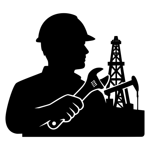Oil Rig Worker with Wrench Silhouette - Vector Graphics - Digital File Digital My Custom Designs PDF
