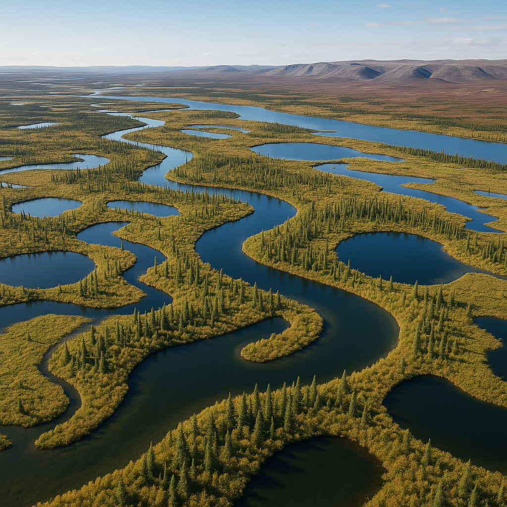 Mackenzie River Delta - Mackenzie Mountains - Northwest Territories Canada - Rendered - Digital File Digital My Custom Designs PDF
