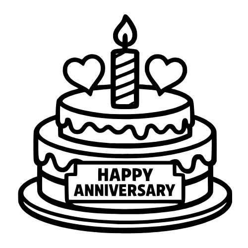 Cartoon Anniversary Cake - Digital File - XCS Friendly