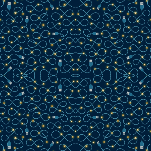 Technology and Digital - Infinity Loop USB Cables With Glowing Nodes - Pattern - Digital File Digital My Custom Designs