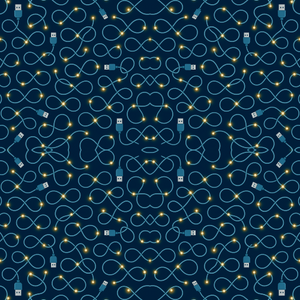 Technology and Digital - Infinity Loop USB Cables With Glowing Nodes - Pattern - Digital File