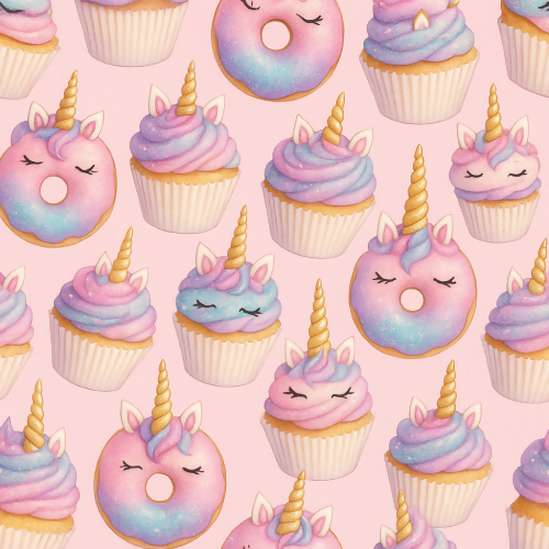 Kids and Playful - Unicorn Donuts And Cupcakes With Glitter Frosting - Pattern - Digital File Digital My Custom Designs PDF