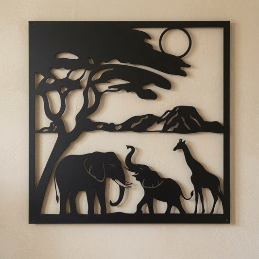 Elephant Giraffe Mountain - Wall / Home Decor - Digital File - ZIP File - Digital
