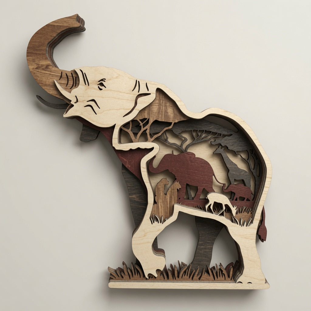 Elephant - Safari - Layered Nature Design - Digital File - SVG - Digital