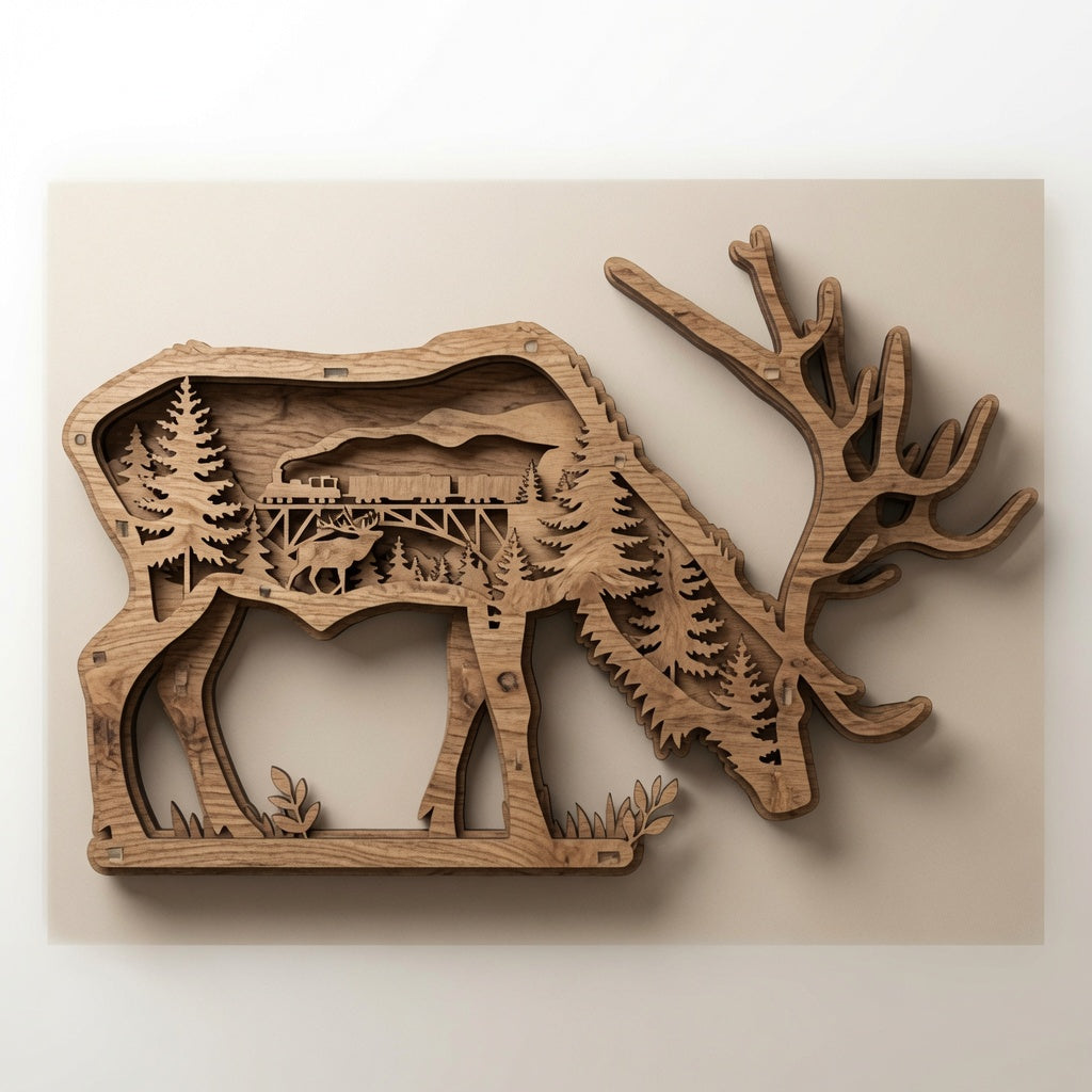 Elk - Wilderness - Layered Nature Design - Digital File - SVG - Digital