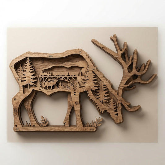 Elk - Wilderness - Layered Nature Design - Digital File - SVG - Digital