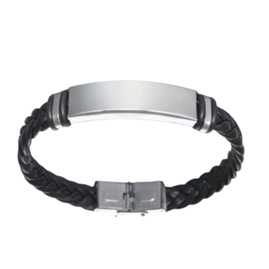 Engravable Bracelet Silver Black Blank - Seller Supplies My Custom Designs