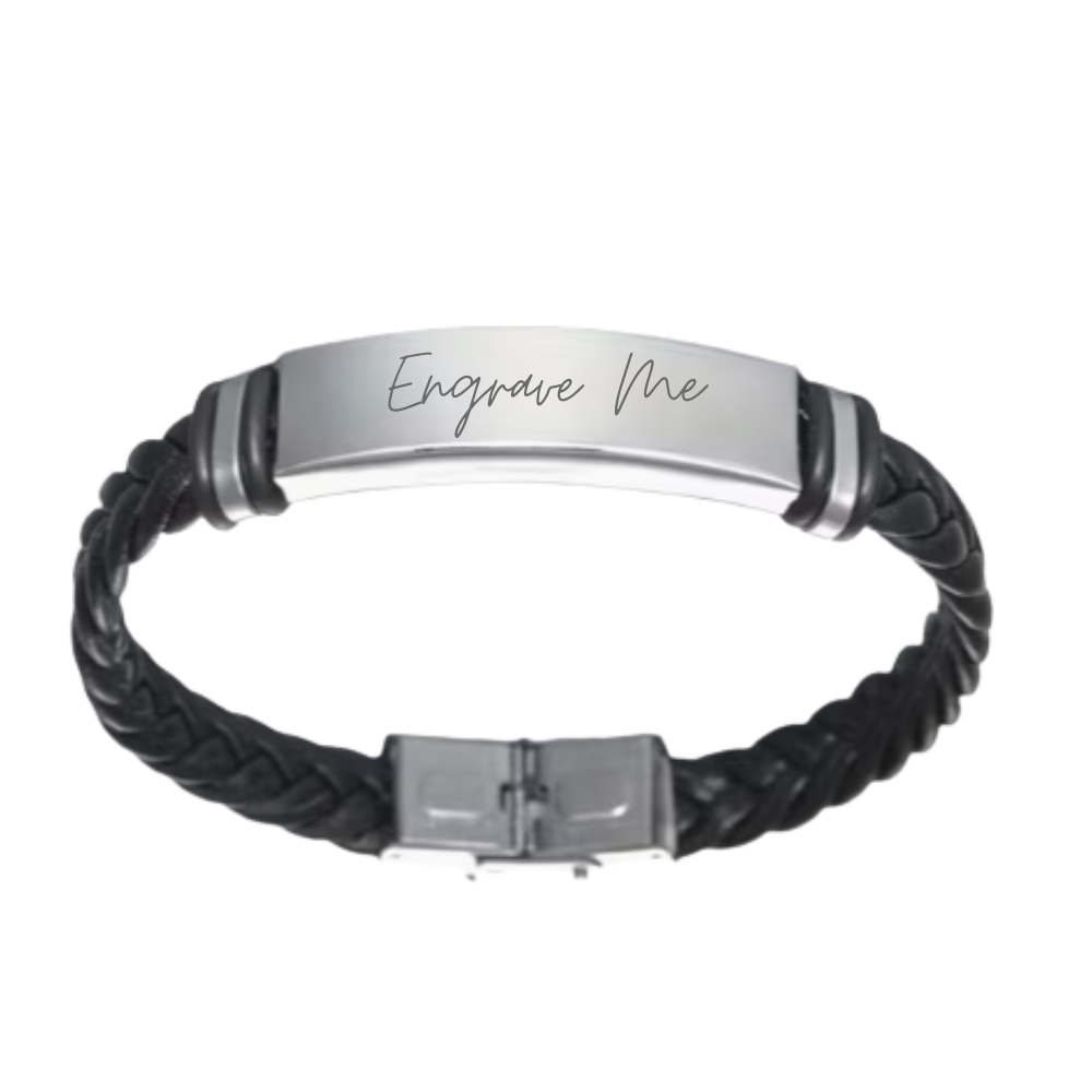 Engravable Bracelet Silver Black Blank - Seller Supplies My Custom Designs
