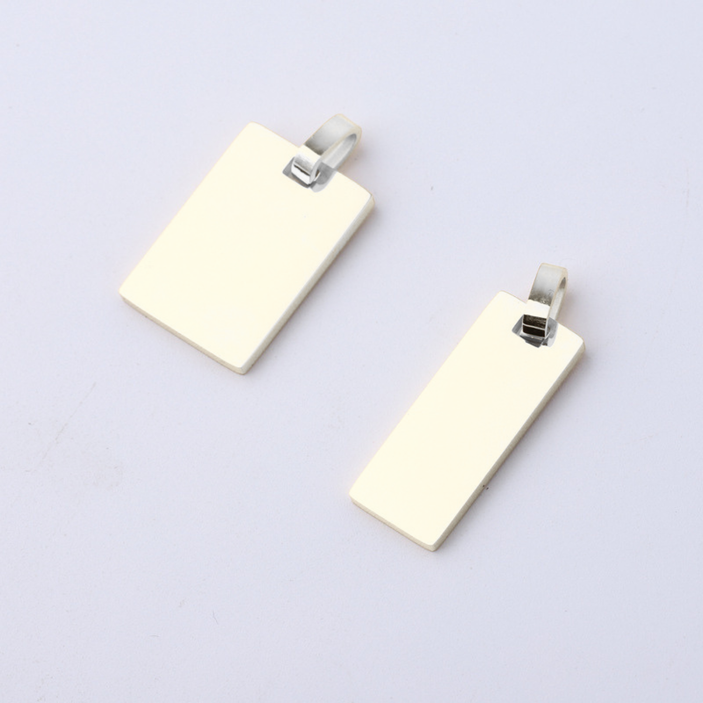 Engravable Gold & Silver Pendant Rectangle - Engravable Jewelry My Custom Designs 10mm Silver