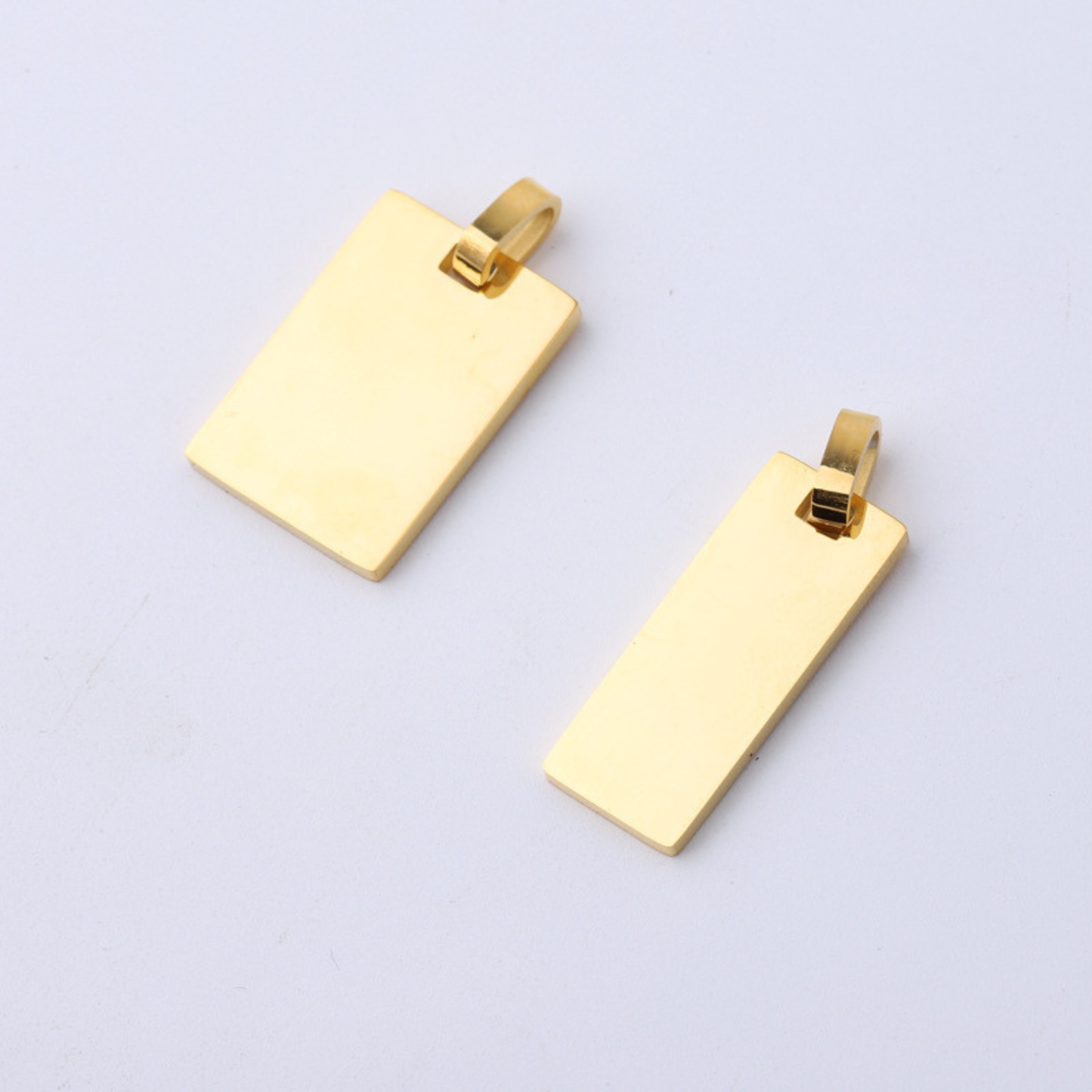 Engravable Gold & Silver Pendant Rectangle - Engravable Jewelry My Custom Designs 10mm Gold
