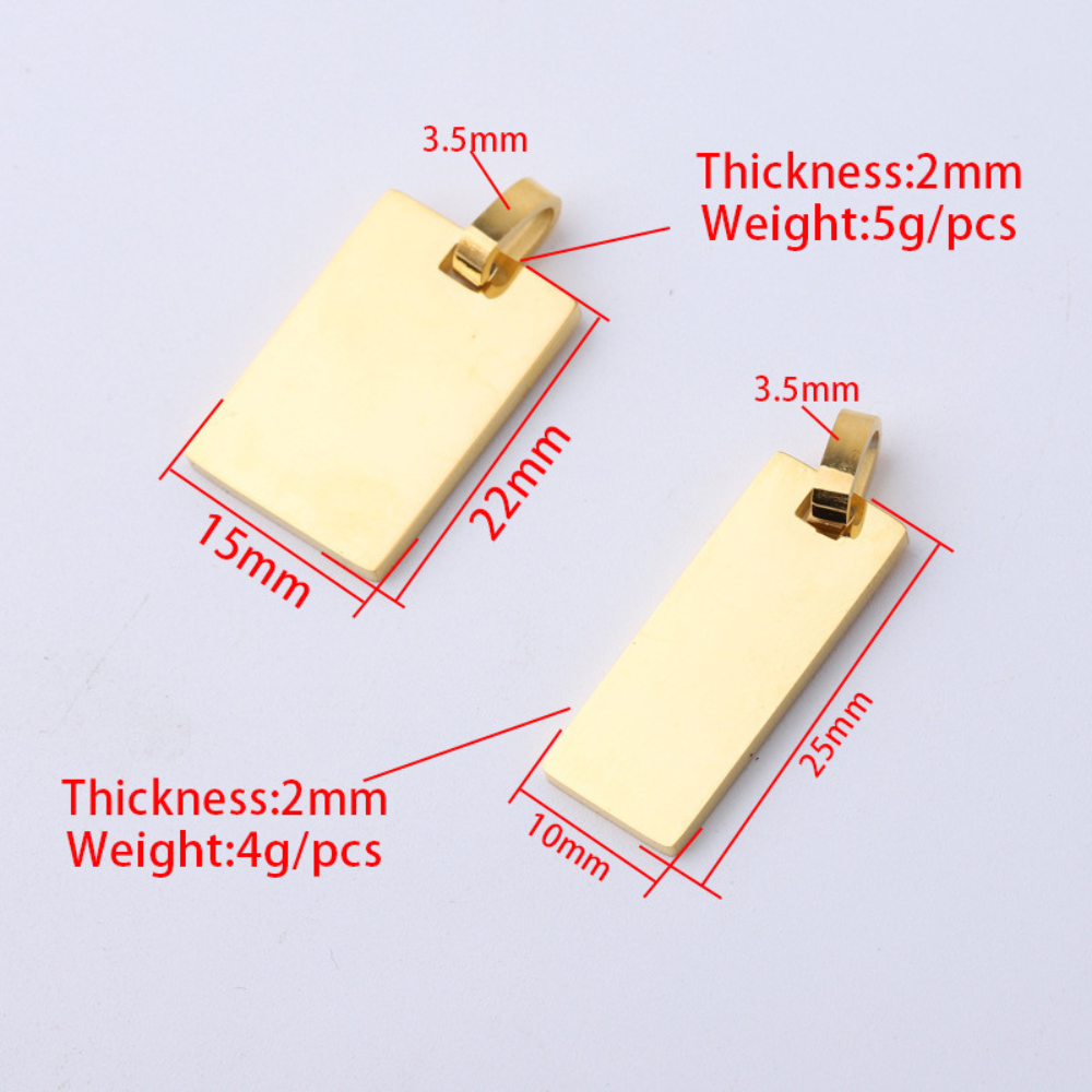 Engravable Gold & Silver Pendant Rectangle - Engravable Jewelry My Custom Designs