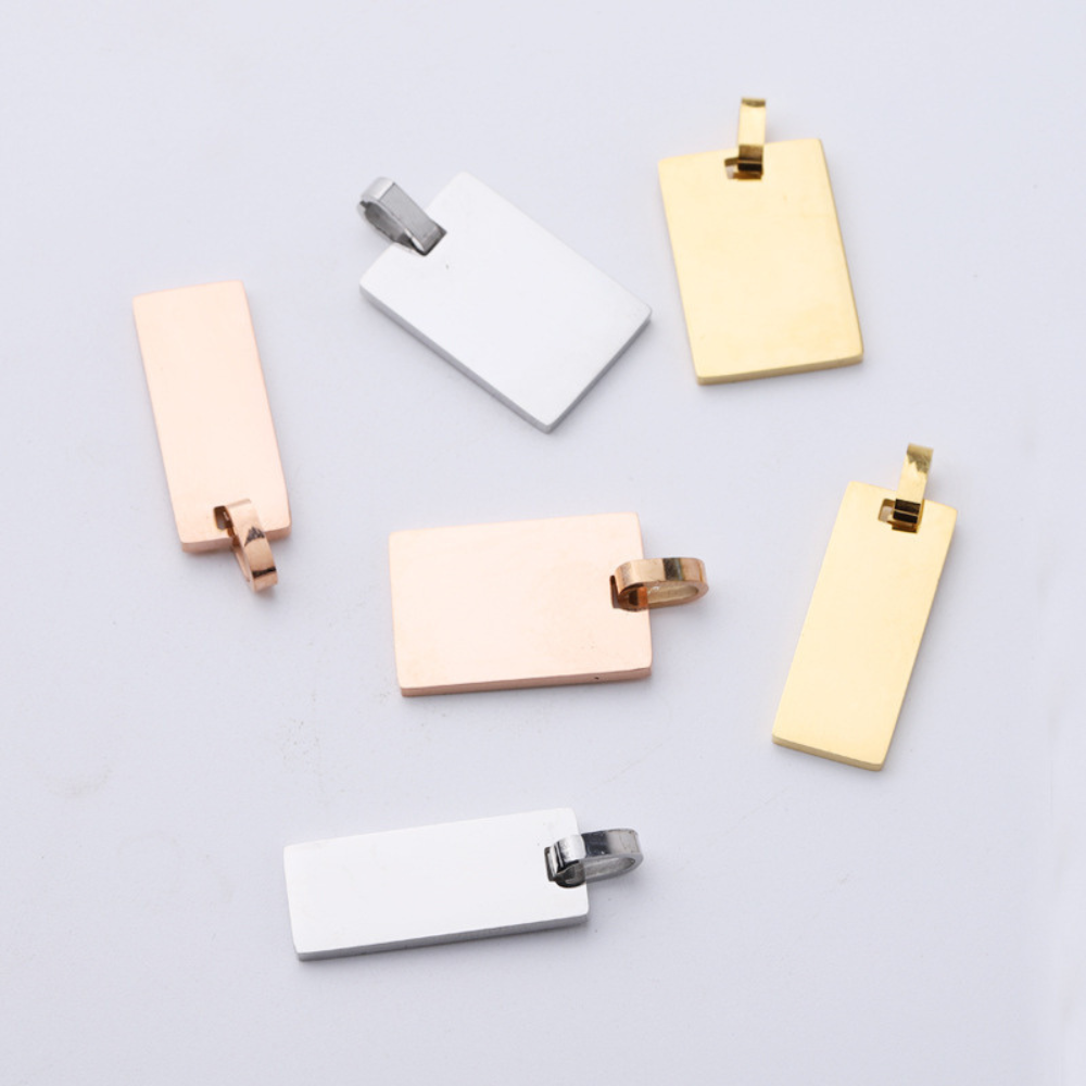 Engravable Gold & Silver Pendant Rectangle - Engravable Jewelry My Custom Designs