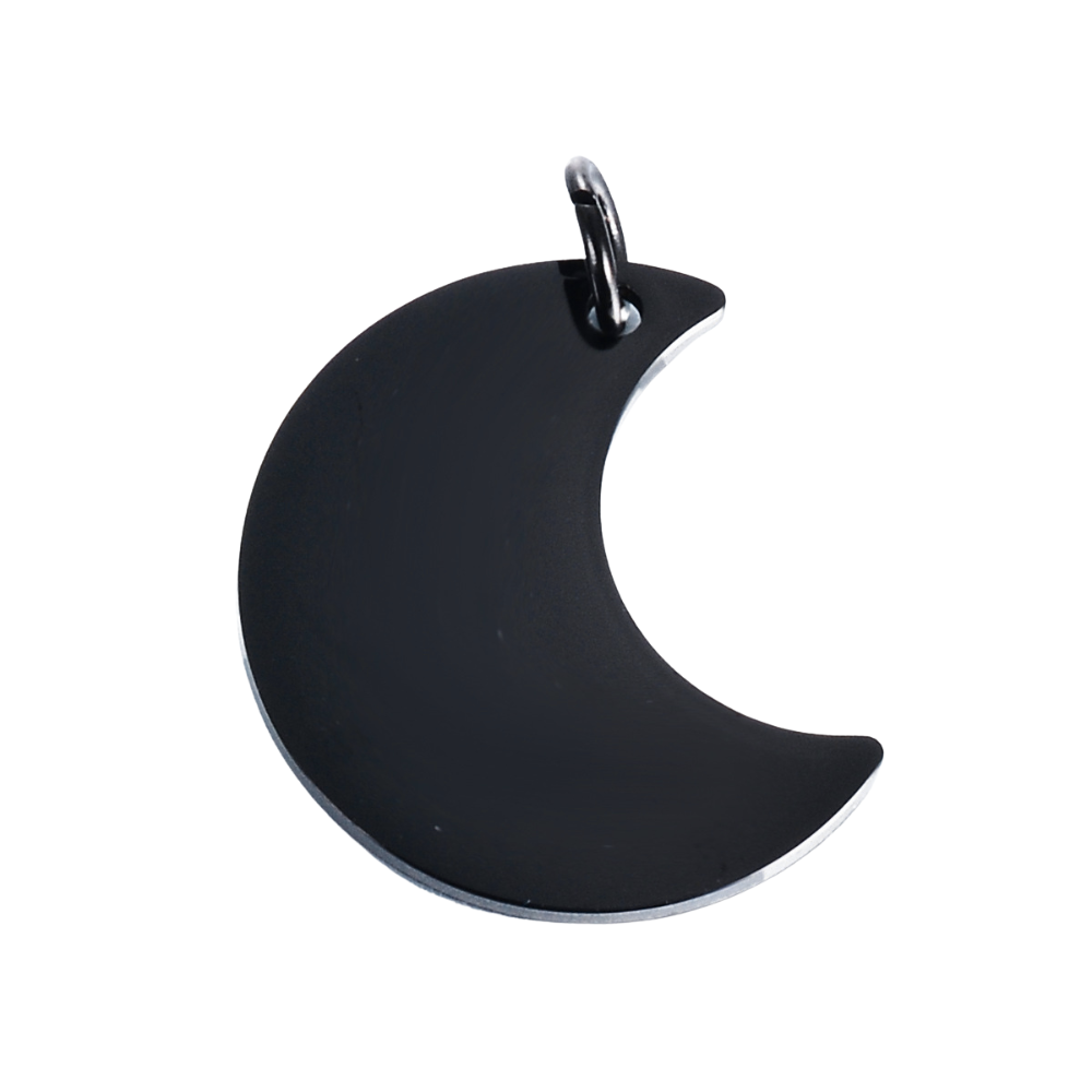 Engravable Moon Pendant Charm - Seller Supplies My Custom Designs Black