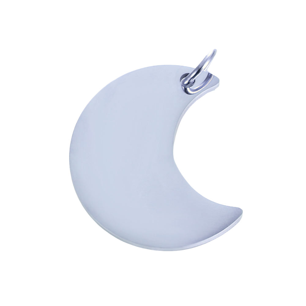 Engravable Moon Pendant Charm - Seller Supplies My Custom Designs Silver