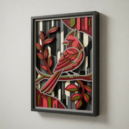 Layered Line Design - Framed Wall Art - Artistic Cardinal - Digital File Digital My Custom Designs ZIP File
