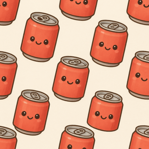 Food and Drinks - Chibi Soda Cans With Smiling Faces - Pattern - Digital File Digital My Custom Designs PDF