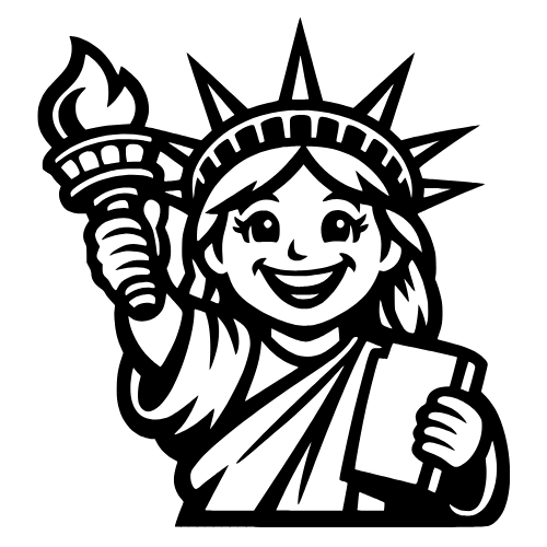Cartoon Liberty Smiling - Digital File - XCS Friendly