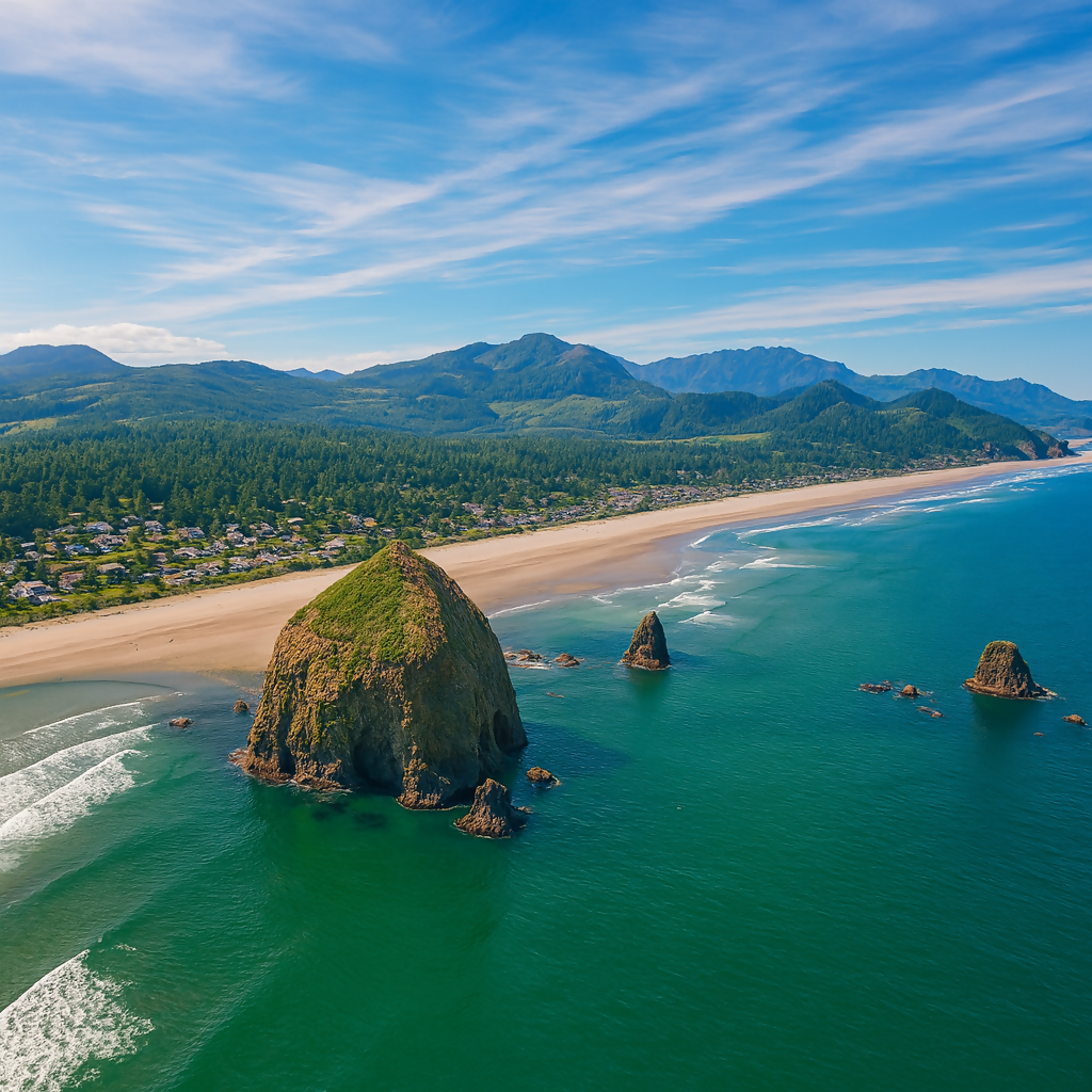 Cannon Beach and Haystack Rock - Oregon United States - Rendered - Digital File Digital My Custom Designs PDF