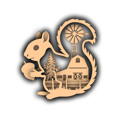 Squirrel With Farm Scene Layered - Digital File Digital My Custom Designs SVG