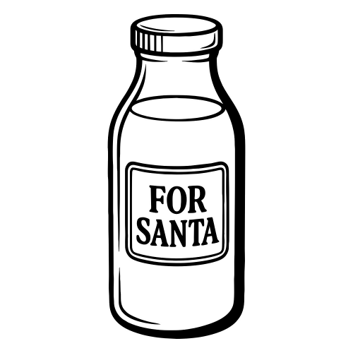 Milk Bottle Labeled “For Santa” - Vector Graphics - Digital File Digital My Custom Designs PDF