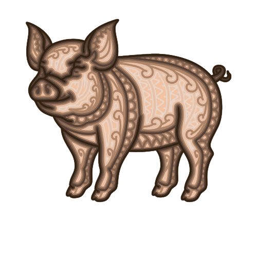 Pig - Layered Line Designs - Digital File Digital My Custom Designs ZIP File