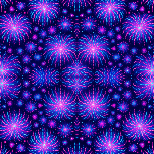 Holiday and Seasonal - Psychedelic Fireworks In Neon Pink And Electric Blue - Pattern - Digital File Digital My Custom Designs PDF