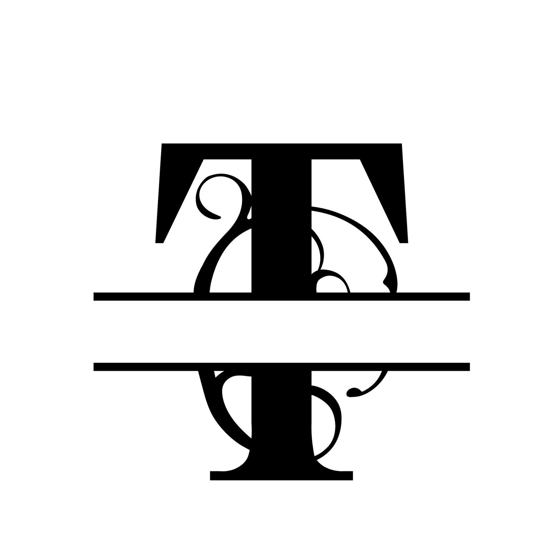 T - Monogram Vines Ornamental - Digital File Digital My Custom Designs ZIP File