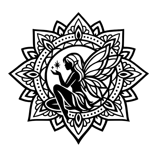 Fairy Mandala Outline - Vector Graphics - Digital File Digital My Custom Designs PDF