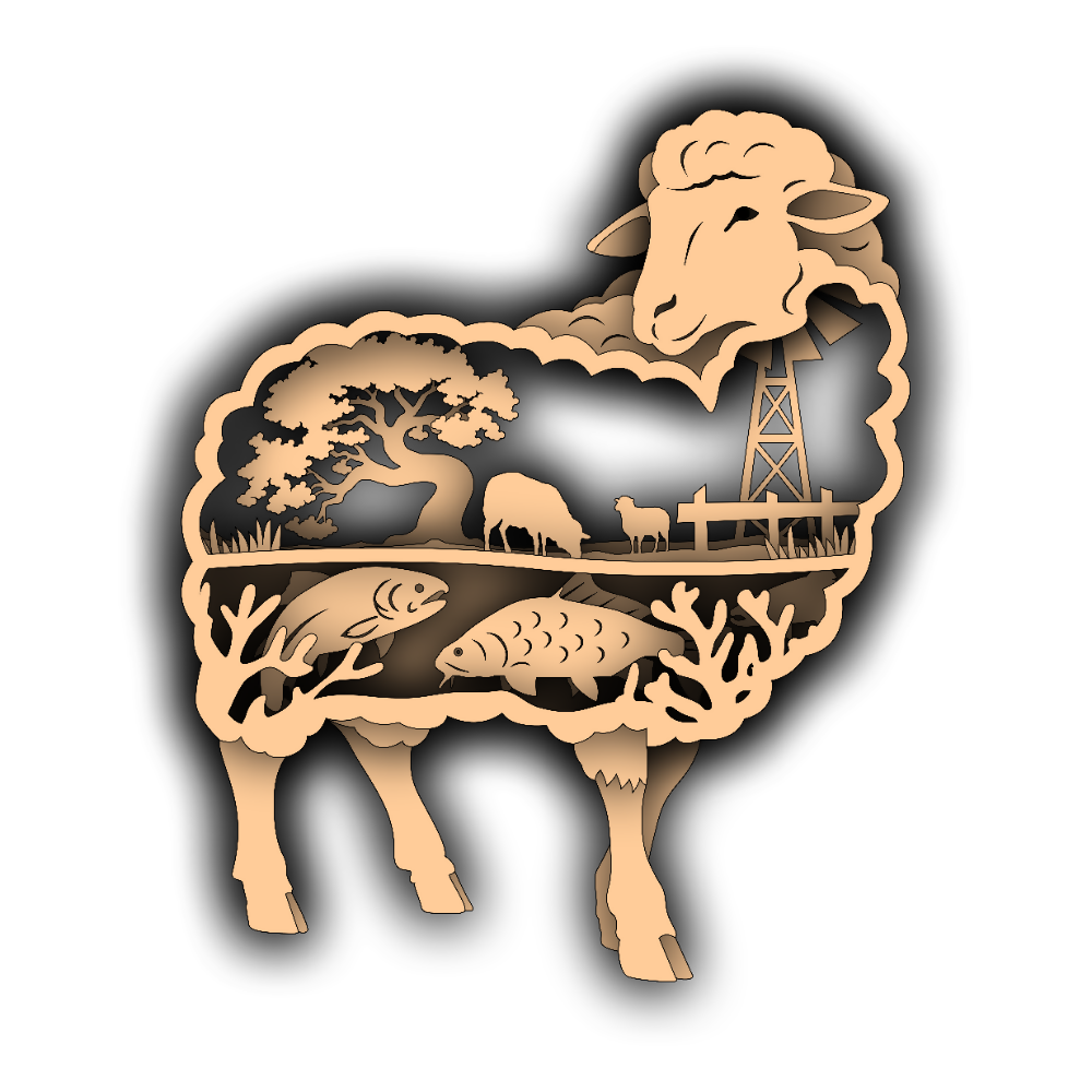 Farm Sheep - Layered Nature Designs - Digital File Digital My Custom Designs SVG
