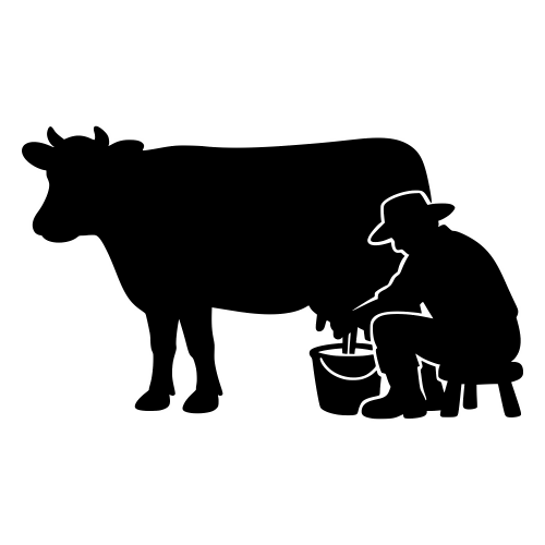 Farmer Milking Cow Silhouette - Vector Graphics - Digital File Digital My Custom Designs PDF
