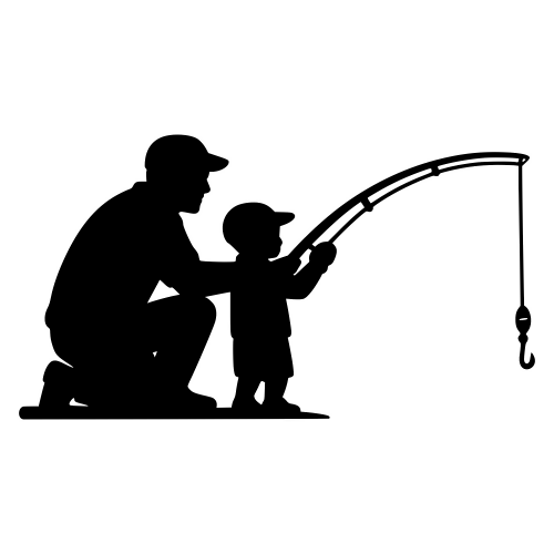 Father and Child Fishing Together - Vector Graphics - Digital File Digital My Custom Designs PDF