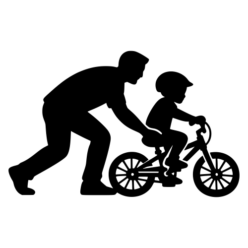 Father Teaching Child to Ride Bike - Vector Graphics - Digital File Digital My Custom Designs PDF