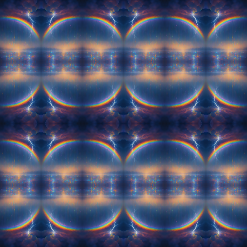 Nature and Landscape - Rainbow Thunderstorm With Iridescent Rain - Pattern - Digital File