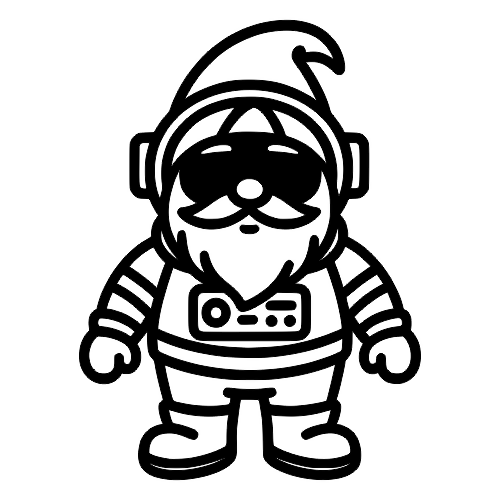 Astronaut Gnome Sketch - Digital File - XCS Friendly