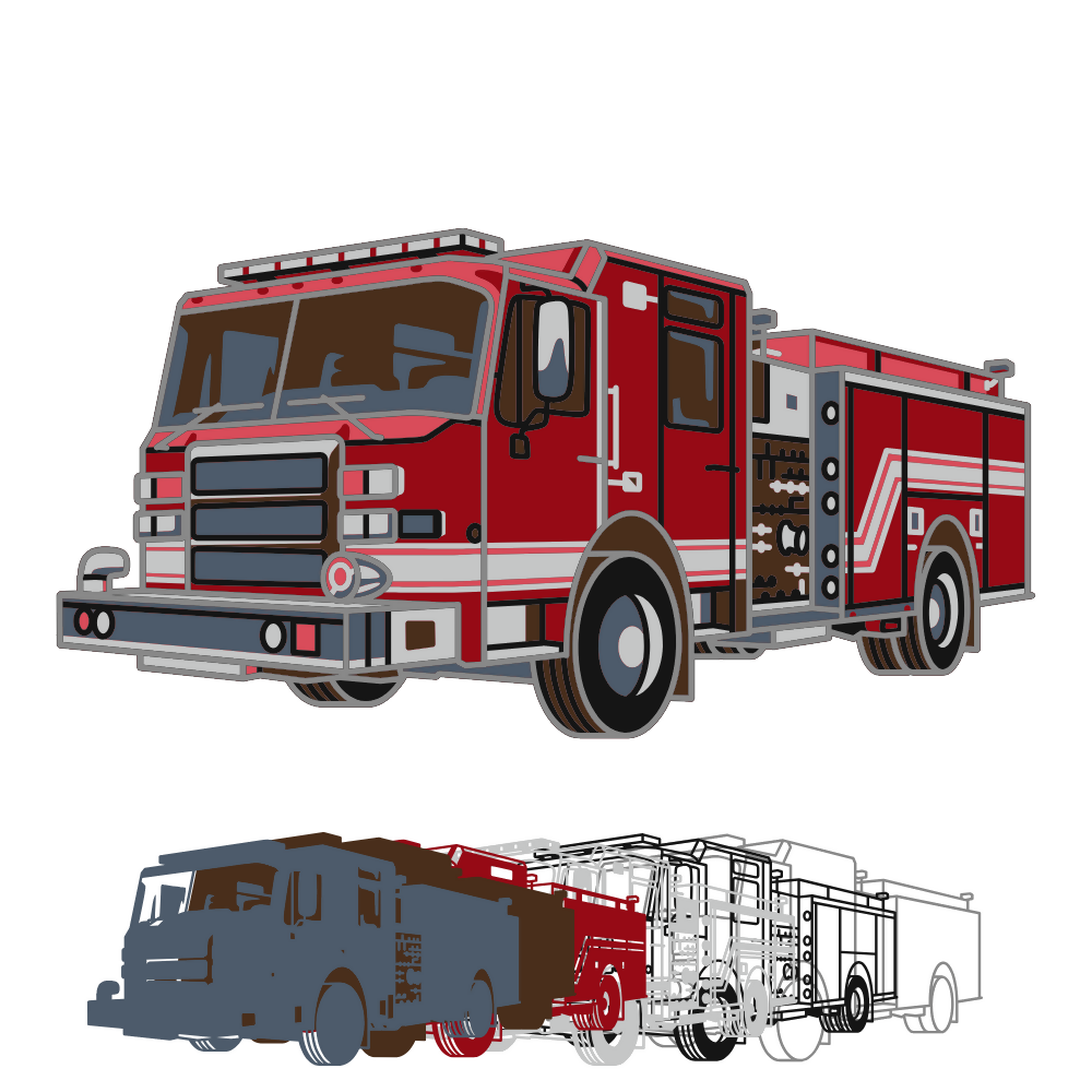 Firetruck - Layered Line Design - Digital File Digital My Custom Designs ZIP File