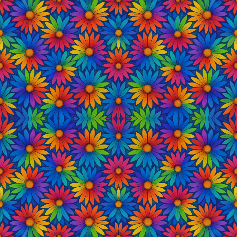 Floral and Botanical - Kaleidoscope Daisy Bursts - Pattern - Digital File Digital My Custom Designs PDF