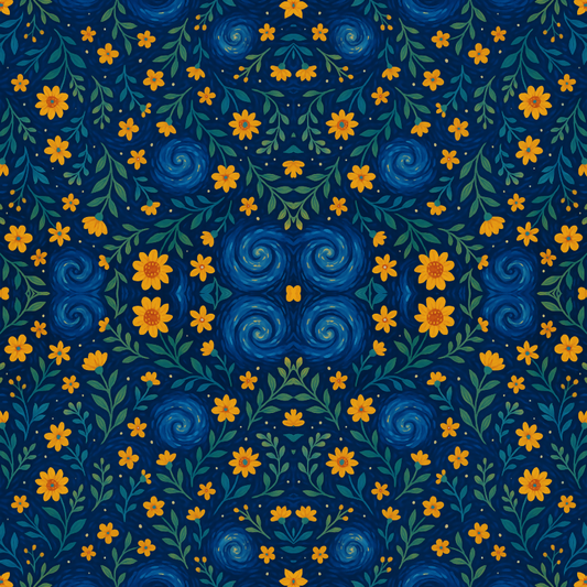 Floral and Botanical - Starry Night Floral Spiral - Pattern - Digital File Digital My Custom Designs PDF