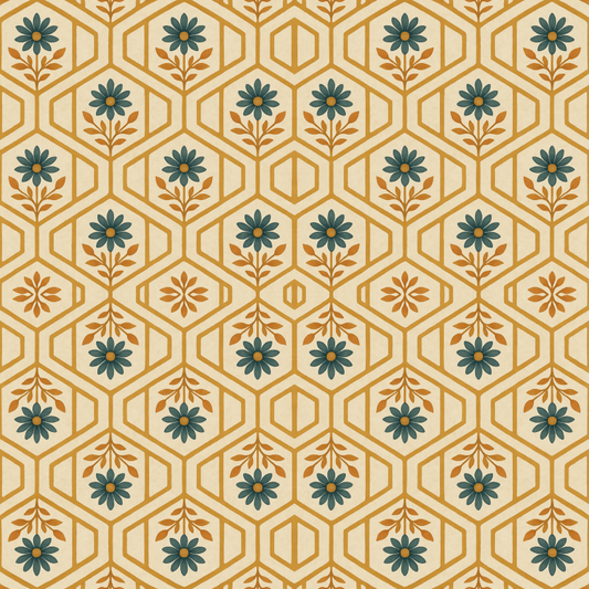 Floral Geometric Fusion - Floating Floral Tessellations Pattern - Digital File Digital My Custom Designs PDF