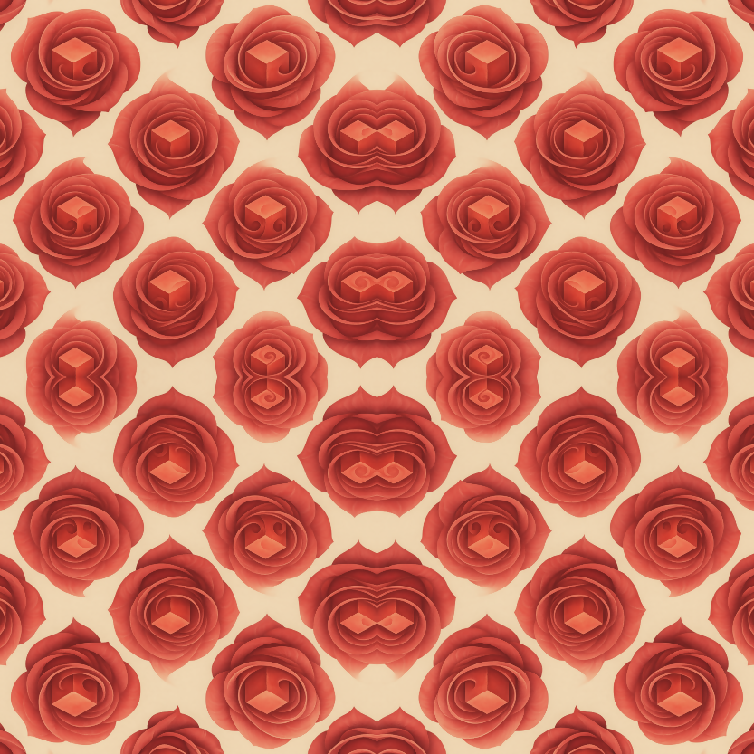 Floral Geometric Fusion - Fractal Roses with Cubic Inner Blooms Pattern - Digital File Digital My Custom Designs PDF