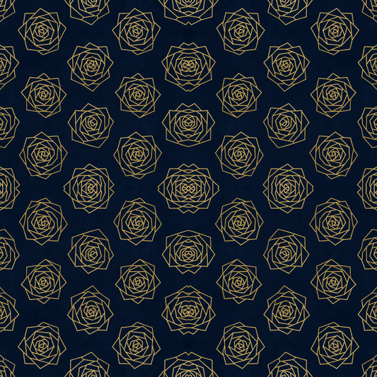 Floral Geometric Fusion - Golden Geometric Roses on Navy Velvet Pattern - Digital File Digital My Custom Designs PDF