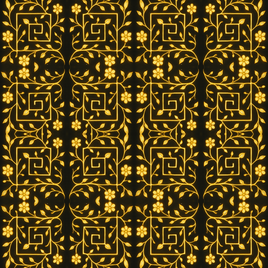 Floral Geometric Fusion - Luminous Floral Vines Forming Square Labyrinths Pattern - Digital File Digital My Custom Designs PDF