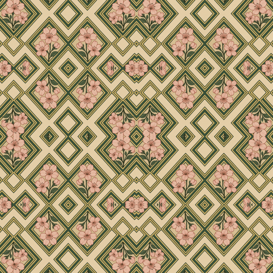 Floral Geometric Fusion - Stylized Cherry Blossoms Pattern - Digital File Digital My Custom Designs PDF
