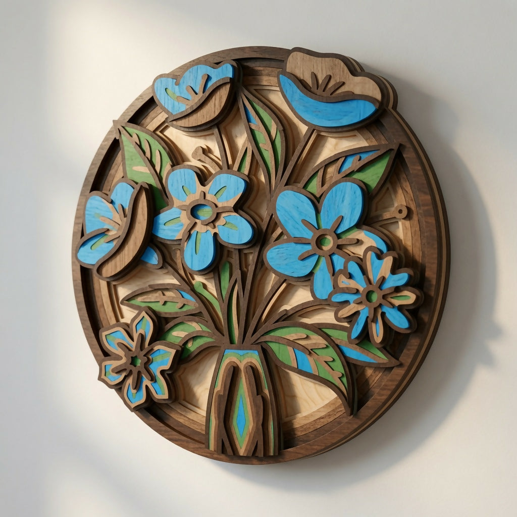Flower Vase Circle Decor - Layered Line Designs - Digital File - ZIP File - Digital