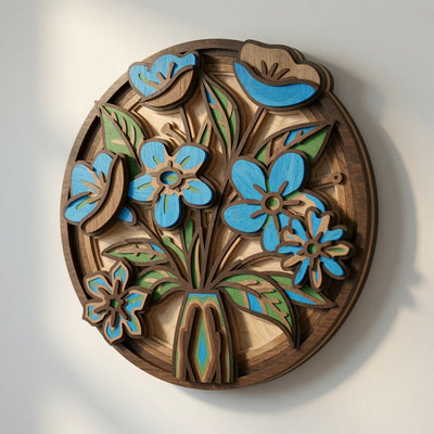 Flower Vase Circle Decor - Layered Line Designs - Digital File - ZIP File - Digital