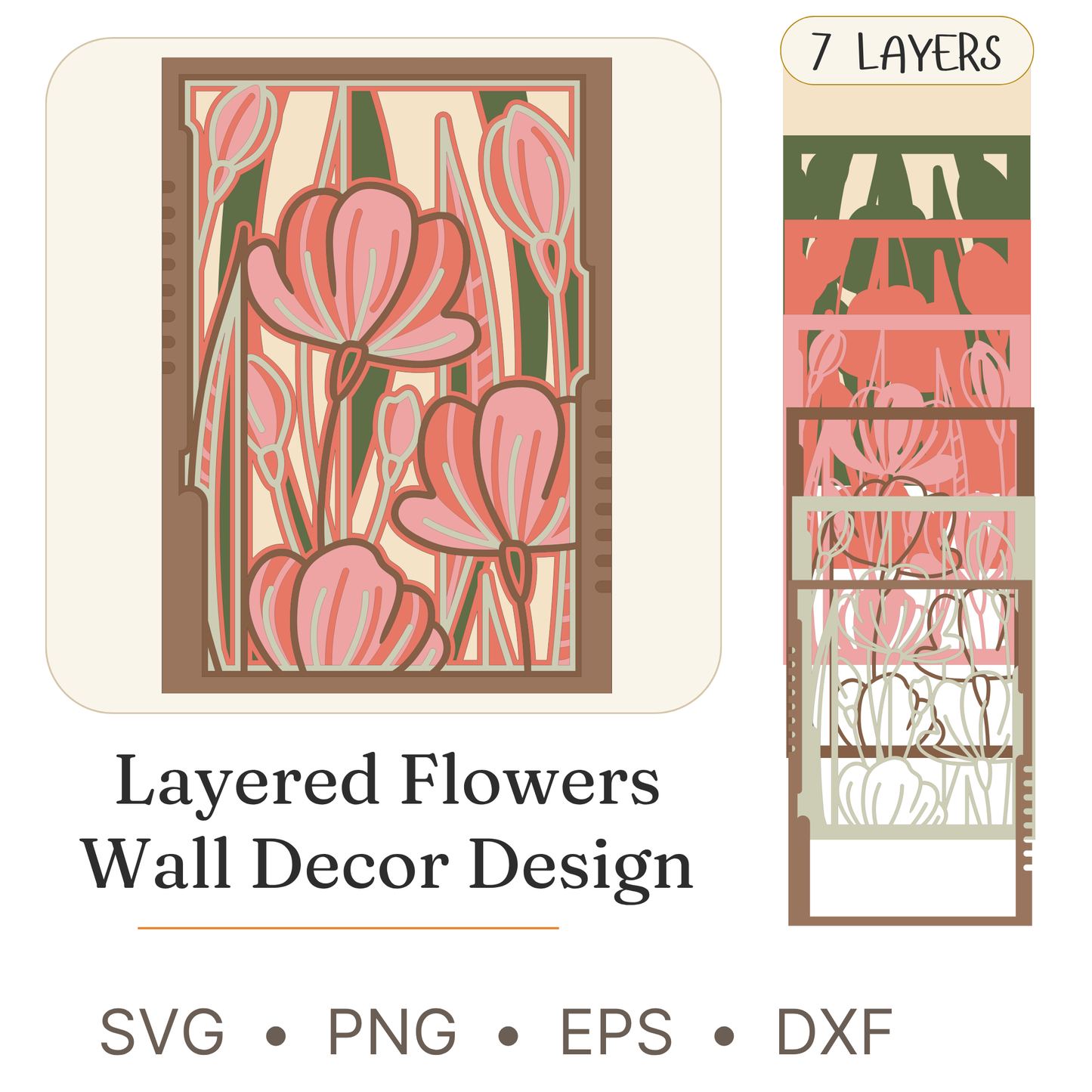 Flowers 1 - Layered Line Designs - Nature - Digital File - ZIP File - Digital