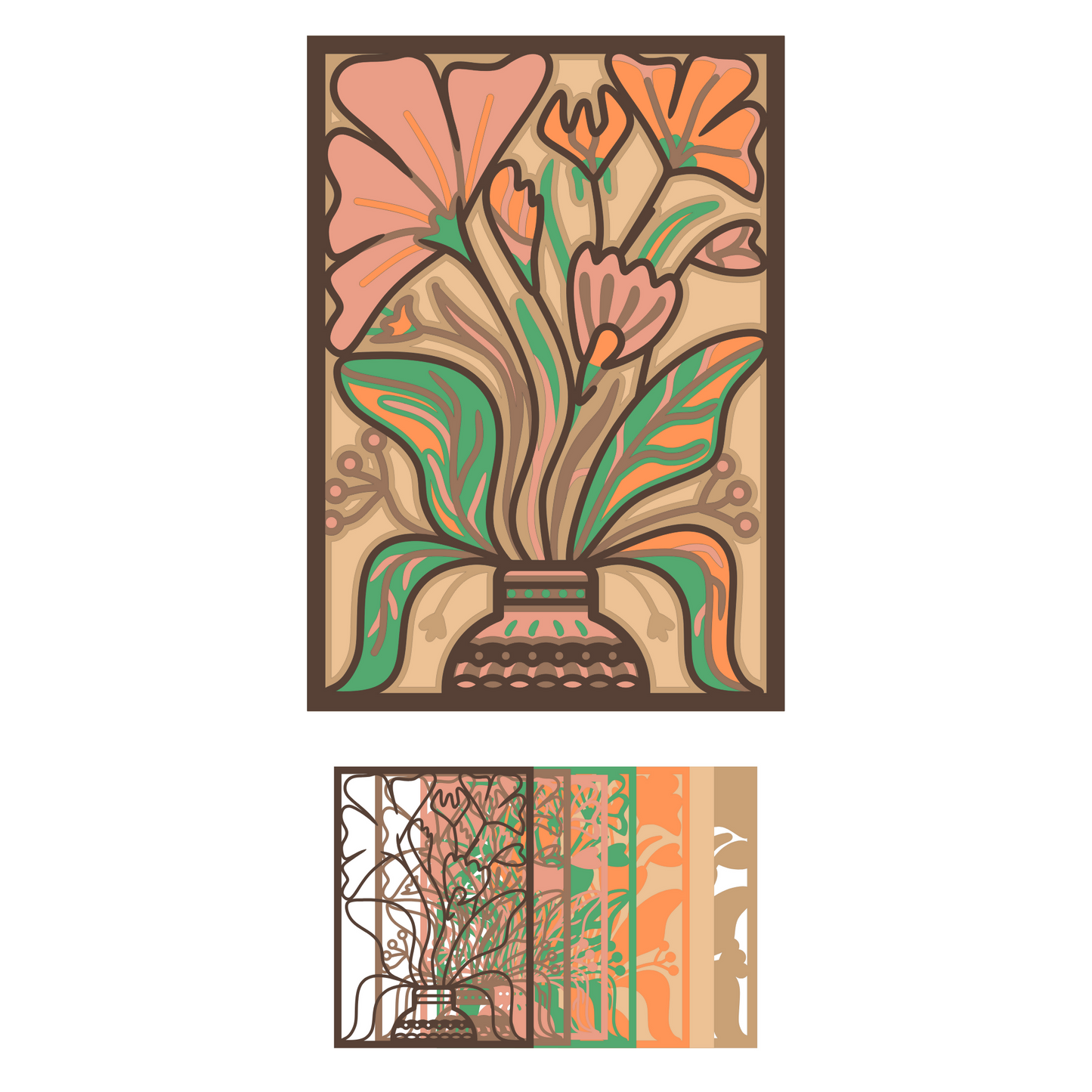 Flowers 10 - Layered Line Designs - Nature - Digital File Digital My Custom Designs