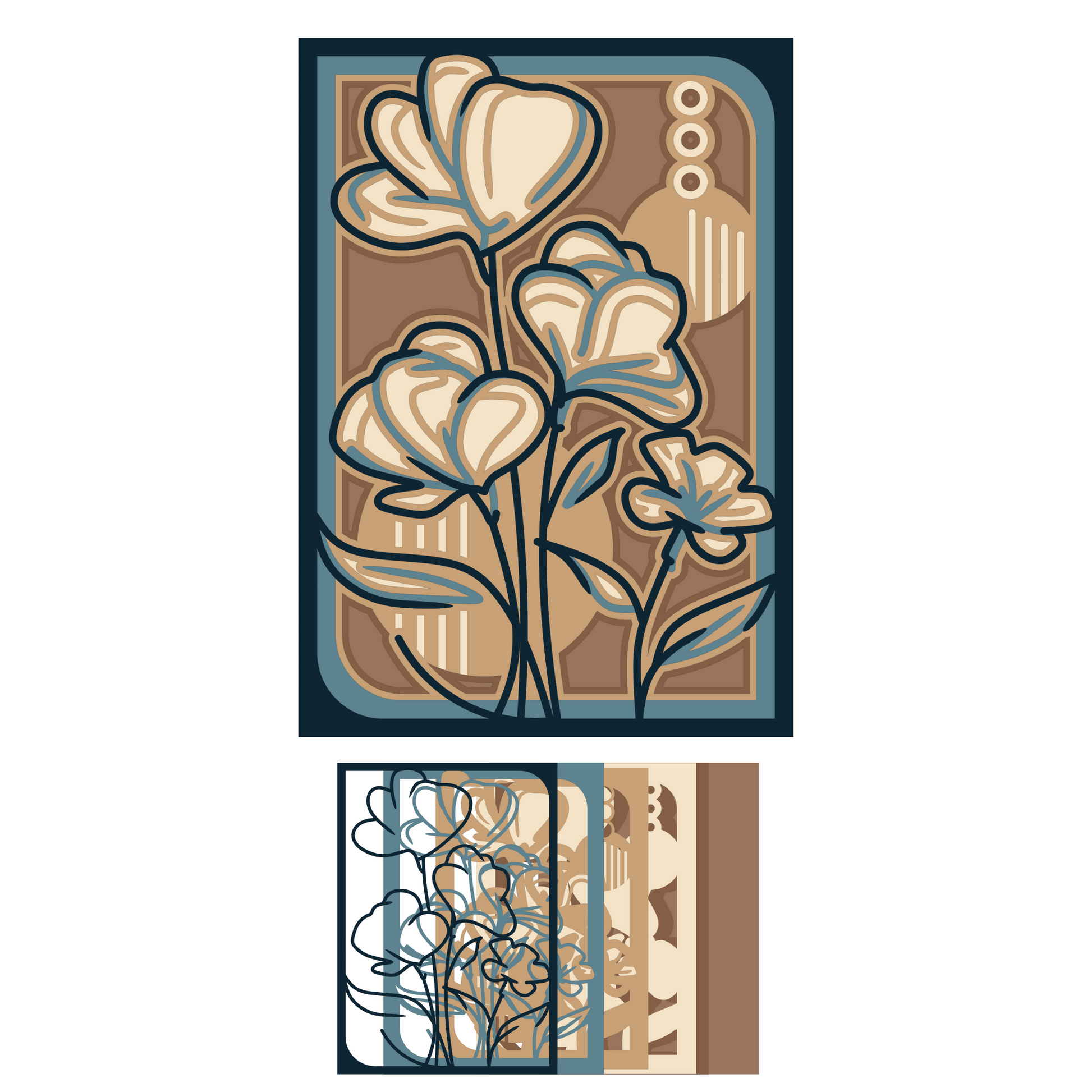 Flowers 2 - Layered Line Designs - Nature - Digital File Digital My Custom Designs ZIP File