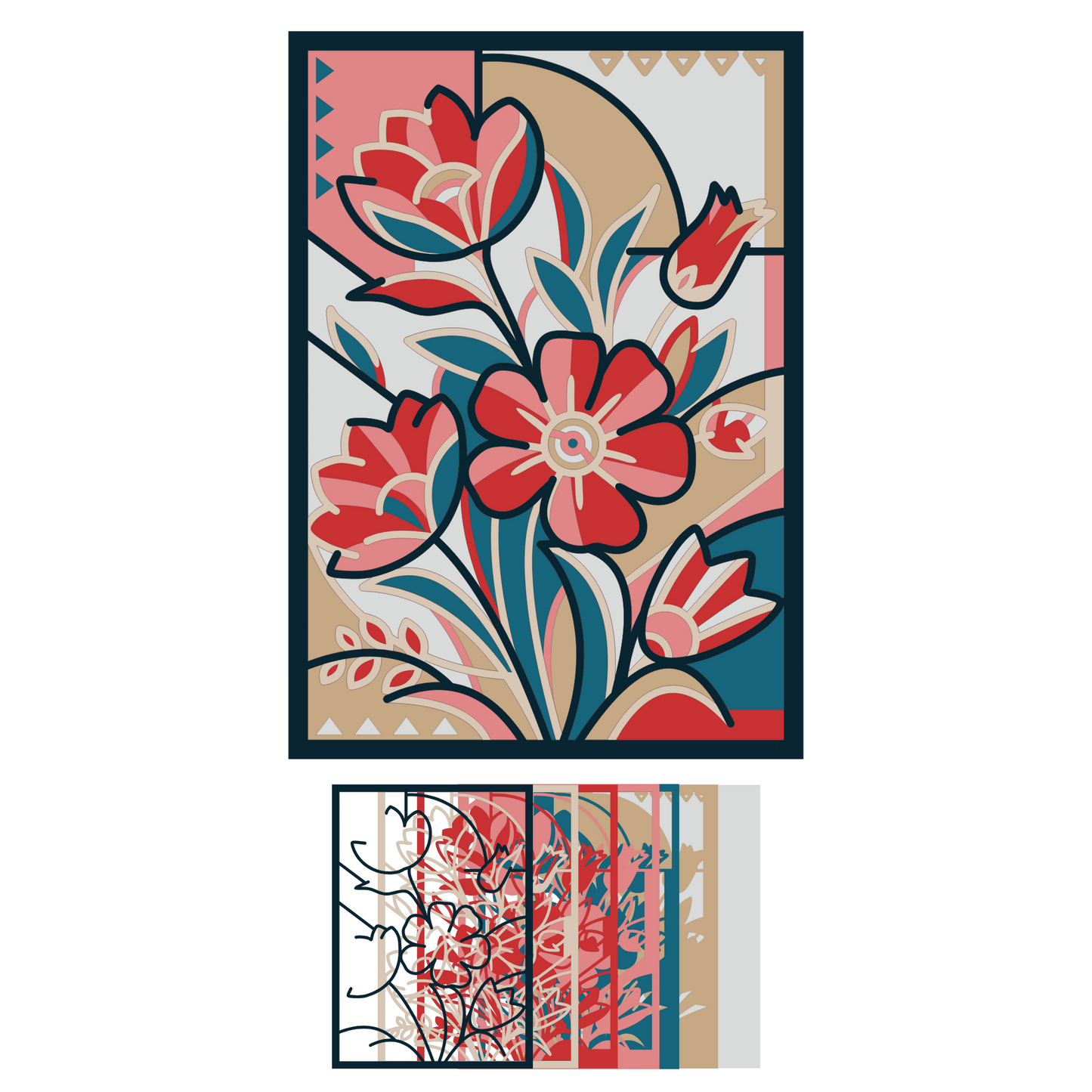 Flowers 3 - Layered Line Designs - Nature - Digital File Digital My Custom Designs ZIP File