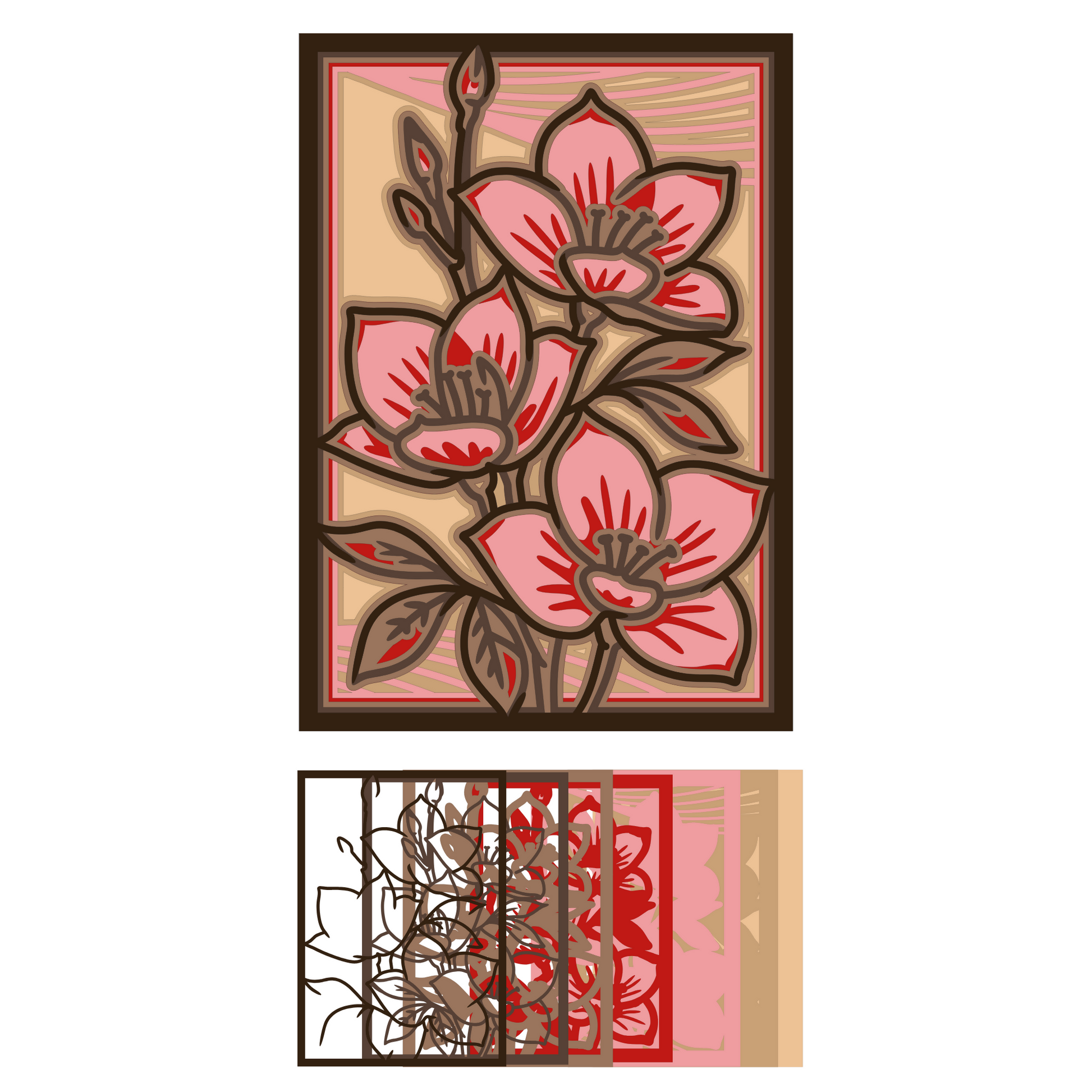 Flowers 7 - Layered Line Designs - Nature - Digital File Digital My Custom Designs
